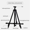 Painting Tripod EaselAdjustable Art Easel Portable Shrinkable,Foldable Tripod,Height Adjustable,Art Supplies Sketch Tools,160cm Height for Painting(Silvery) view 4
