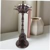BATHVEVE Wooden Pen Holder Dual-Layer Rotating Ink Brush Rack Style Black Ebony Creative Desktop Storage for Artists and Calligraphers view 2