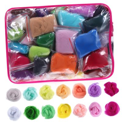 Angoily 1 Pack Wool Roving Needle Felting Kit Color DIY Craft Materials for Easy Felting for Making Animals and Flowers Soft and Malleable Wool Roving for Beginners and Creative Projects