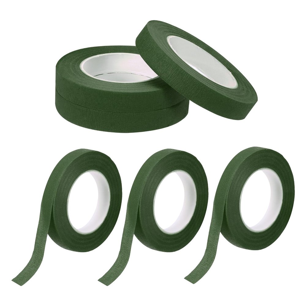 MECCANIXITY 6 Rolls Floral Tapes, 30 Yard x 1/16 in Florist Crepe Flowers Bouquets Tape Adhesive Waterproof for Flower Arranging Wrapping, Olive Green