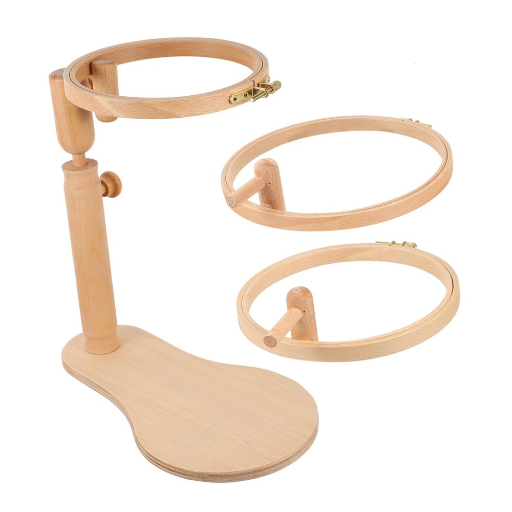 NUOBESTY Adjustable Wooden Embroidery Stand for Cross Stitch and Needlework Rotary Rotation Suitable for Arts and Crafts for Beginners and Enthusiasts