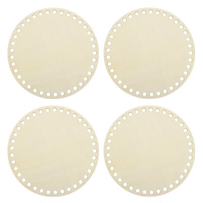 MECCANIXITY 4Pcs Wooden Basket Bottom, 5.91" Round Blank Natural Wood Base Solid Crochet Basket for DIY Craft Weaving Making Supplies Home Decor