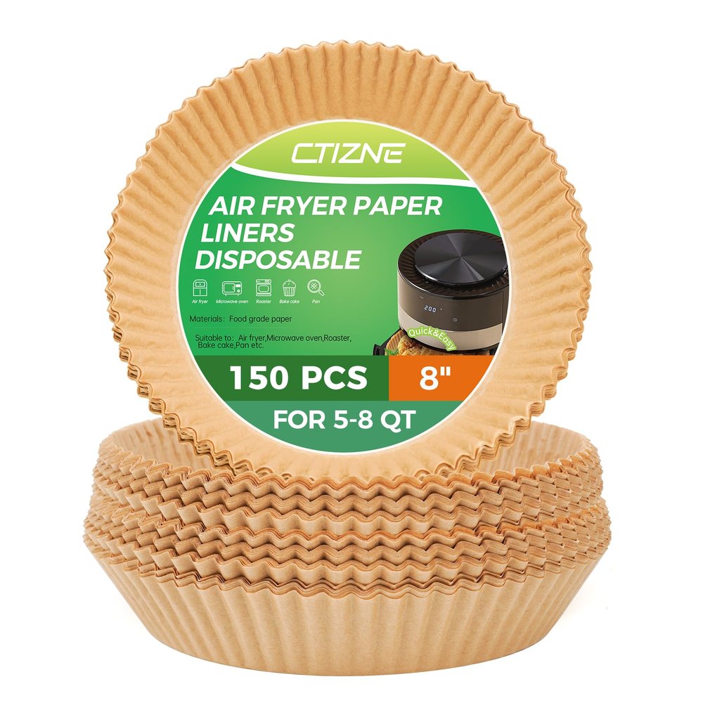 Air Fryer Liners Disposable - 150Pcs 8In Round Parchment Paper for Air Fryer Non-Stick Airfryer Basket Liners for Steamer Microwave Oven
