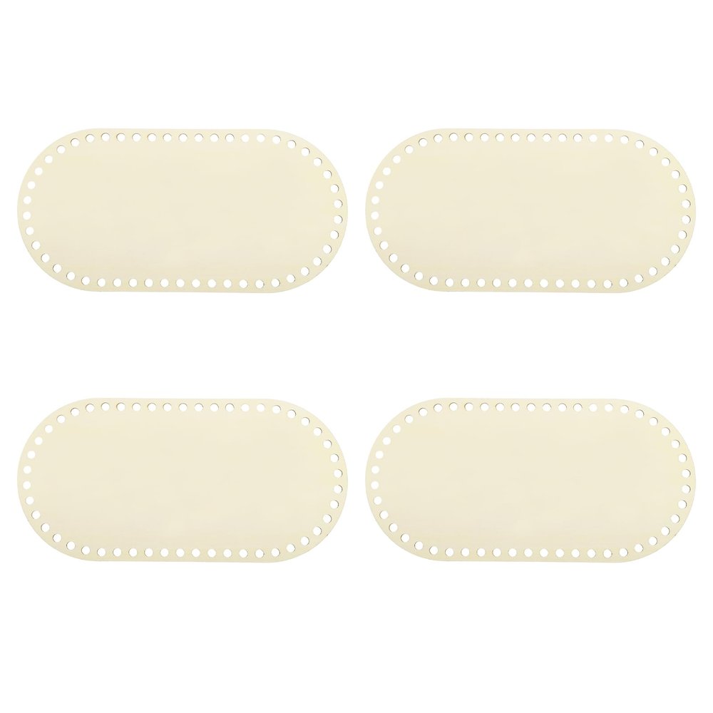 MECCANIXITY 4Pcs Wooden Basket Bottom, 4.92x9.84" Oval Blank Natural Wood Base Solid Crochet Basket for DIY Craft Weaving Making Supplies Home Decor