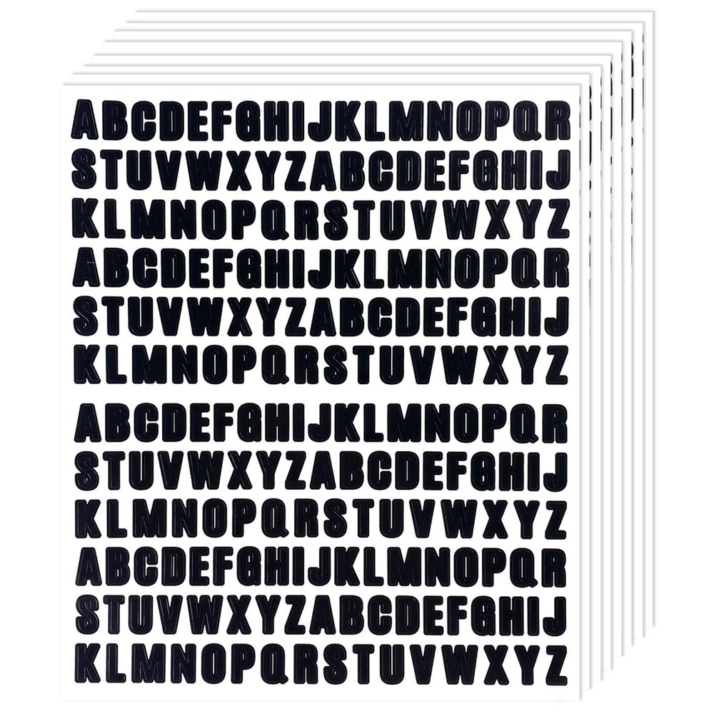 1/2 Inch Letters Stickers - 1664 Pieces Capital Alphabet Sticker for Scrapbook,Name,Water Bottle,Inventory,Crafts and DIY - Black