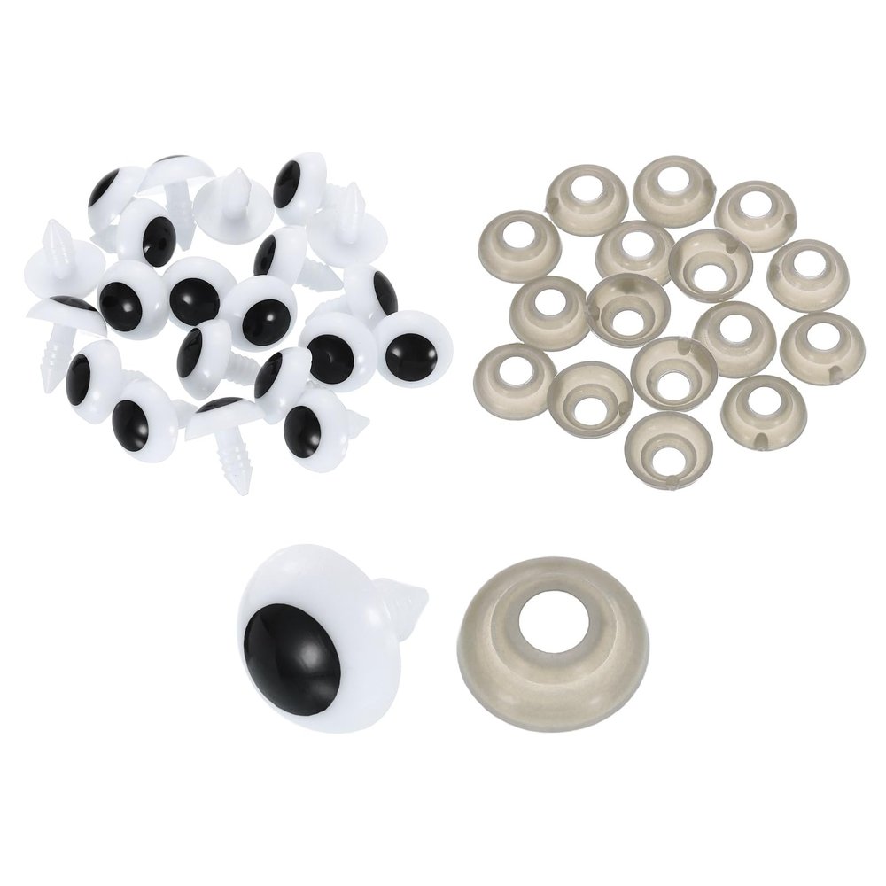 uxcell 100 Pcs Safety Eyes for Crocheting, 16mm Plastic Crochet Eyes Round Craft Eye with Washers for DIY Arts Crafts Stuffed Animals Bears Making, White