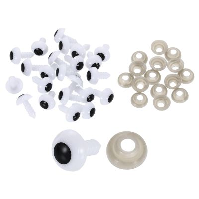 uxcell 150 Pcs Safety Eyes for Crocheting, 10mm Plastic Crochet Eyes Round Craft Eye with Washers for DIY Arts Crafts Stuffed Animals Bears Making, White