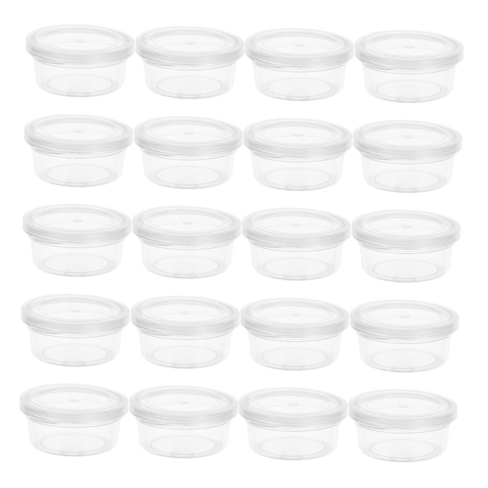 Angoily 20pcs Mini Round Storage Boxes Transparent Plastic Organizers for Clay Craft Supplies Small Parts Sealed Design Prevents Drying Space Saving Durable Containers
