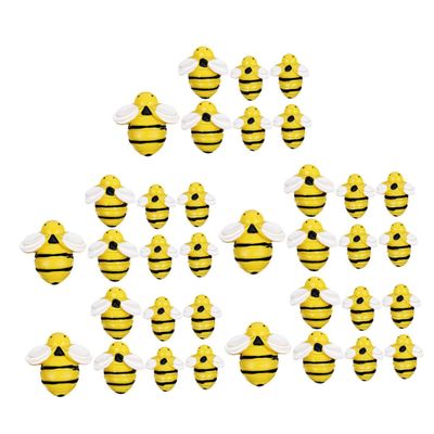 DOITOOL 35pcs Mini Bees for Crafts Realistic Resin Decor Charms Bumblebee Ornaments Bee Themed Party Decorations DIY Home Fairy Garden Accessory
