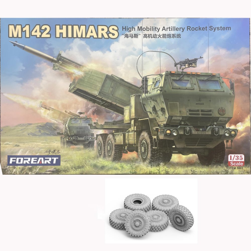 FOREART 5001 M142 HIMARS High Mobility Artillery Rocket System Model Kit, 3D-Printed Sagged Wheels6pcs, 1/35 Scale Model Kit Accessory, Item 9001