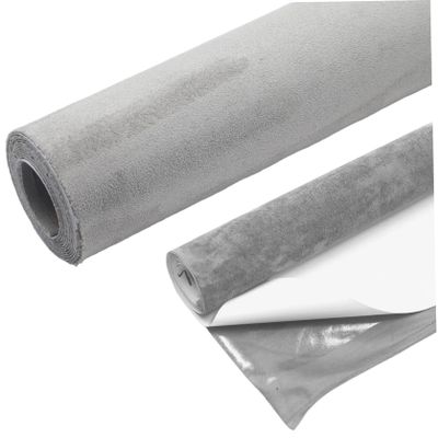 Nirelief Suede Wrap Car Interior, 20x59 Inch Stretchable Suede Fabric, Self-Adhesive Grey Vehicle Wrap for Car/Truck/SUV/RV Vehicle