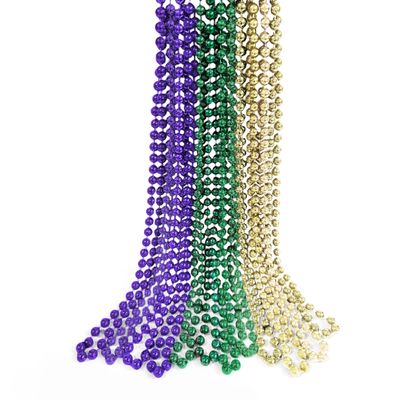 THE MARDI GRAS KREWE - Mardi Gras Beads, 33 Inch 10mm Round Plastic Necklaces 12 Pack Patriotic Bulk Beads for Parade Throws, Party Favors & Costume Accessories - Purple, Green & Gold