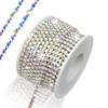 10 Yards Rhinestone Chain, SS12/3mm Crystal Rhinestones Close Chain Trim, Bling Diamond Cup Chain for Jewelry Clothing Shoes Wedding Party Decoration(Silver AB) view 1