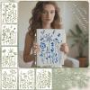6-Piece Wildflower Stencil for Painting - Large Reusable Floral Design for DIY Furniture Decor | Modular Stencil Kit for Wood, Walls & Home Art view 2
