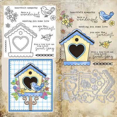 Birds Nest Flowers Clear Stamps and Die Cuts Sets for Handmade Card Making Metal Cutting Dies Stencils Scrapbook Kit Embossing Supplies 2024-2025 Seals Template