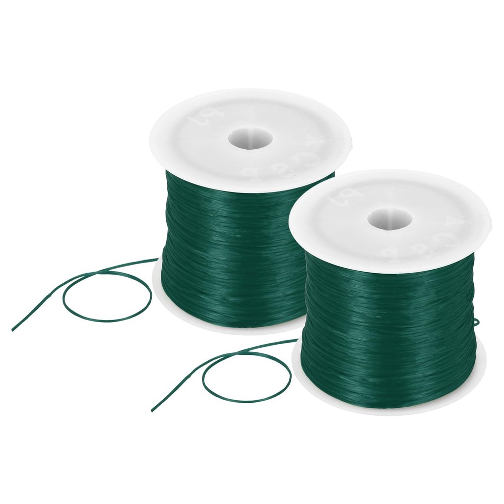 DMiotech 2 Rolls Elastic String for Bracelets, 1mm Stretch Bead Cord for Jewelry Making, Necklaces and Bracelet Making Green, 100m