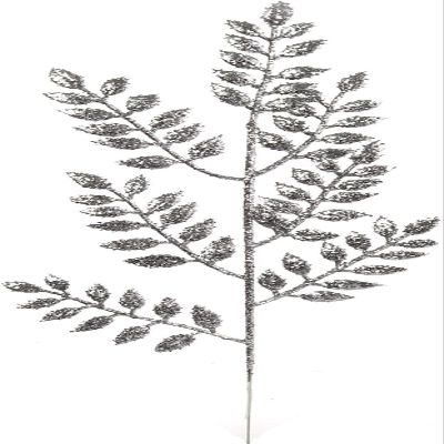 Larksilk Silver Glitter Ash Leaf Spray 17" Artificial Christmas Tree Picks with Sparkling Leaves | Holiday Decorative Branches for Xmas Tree Filling, Winter Home Dcor, 72-Pack