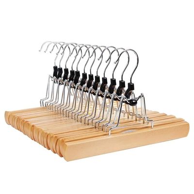 TEOYETTSF Trouser Clamp Hanger Solid Wood Felt Hook Pant Skirt Hangers Clothes Airer