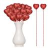 MECCANIXITY 12 Pcs Glitter Heart Shaped Picks Puffy Foam Hearts Floral Sparkly Stick for Valentine's Day Wedding Decorations Home Vase Supplies Flower Arrangements Crafts (Red, 3cm x 21cm) view 1