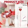 MECCANIXITY 12 Pcs Glitter Heart Shaped Picks Puffy Foam Hearts Floral Sparkly Stick for Valentine's Day Wedding Decorations Home Vase Supplies Flower Arrangements Crafts (Red, 3cm x 21cm) view 2