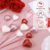 MECCANIXITY 12 Pcs Glitter Heart Shaped Picks Puffy Foam Hearts Floral Sparkly Stick for Valentine's Day Wedding Decorations Home Vase Supplies Flower Arrangements Crafts (Red, 3cm x 21cm) view 3