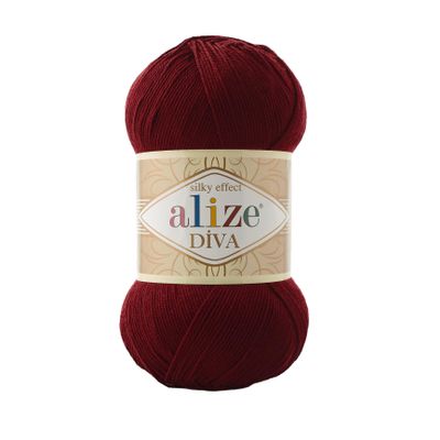 3 Skein/Pack Alize Diva 100% Microfiber Acrylic Yarn, 100g (3.5 oz) / 350m (383 Yards), Fingering Weight, Silky Soft, Perfect for Knitting, Crochet, Lightweight and Durable, (57 - Bordeaux)