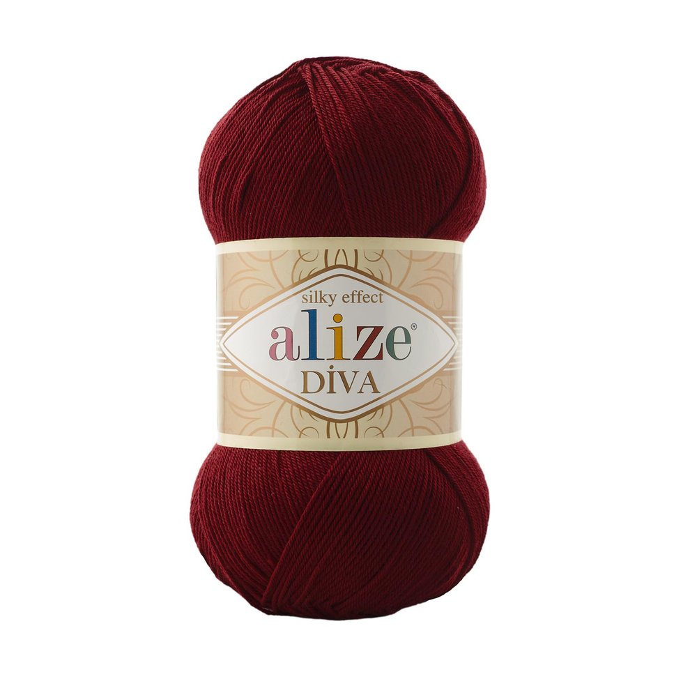 3 Skein/Pack Alize Diva 100% Microfiber Acrylic Yarn, 100g (3.5 oz) / 350m (383 Yards), Fingering Weight, Silky Soft, Perfect for Knitting, Crochet, Lightweight and Durable, (57 - Bordeaux)