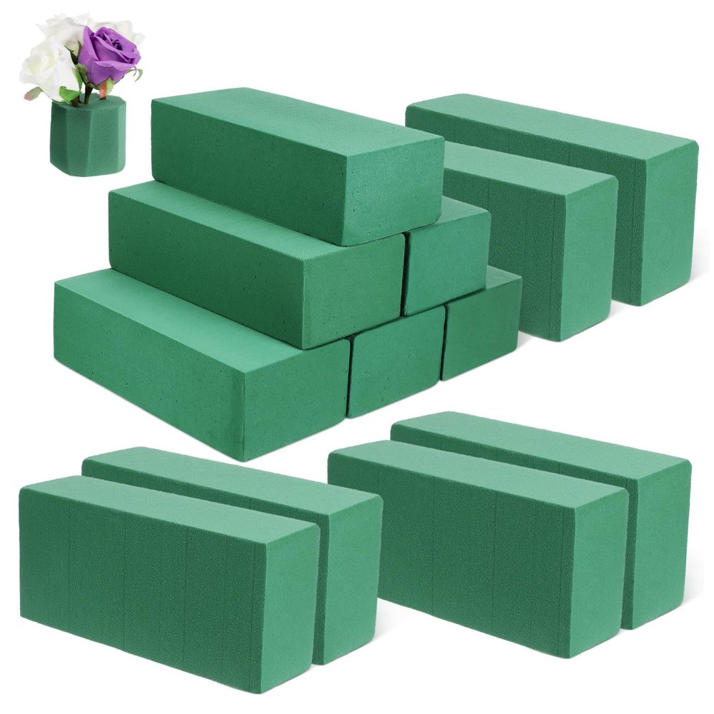 Operitacx 12Pcs Wet Floral Foam Blocks Reusable Flower Mud Base for Arranging Fresh Artificial Flowers Safe Phenolic for Weddings Floral Crafts