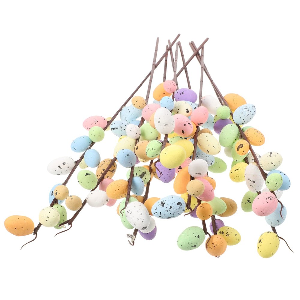 Healifty 10Pcs Artificial Easter Egg Stems for Home Vibrant Easter Egg Picks for Floral Arrangements Wreaths and DIY Decorations for Festive Celebrations