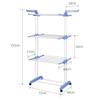 TEOYETTSF 6-Layer Adjustable Rolling Clothes Rack Coat Rack Floor Hanger Storage Closet Clothing Drying Foldable Clothes Hanger(Blue) view 2