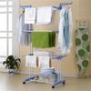 TEOYETTSF 6-Layer Adjustable Rolling Clothes Rack Coat Rack Floor Hanger Storage Closet Clothing Drying Foldable Clothes Hanger(Blue) view 4