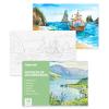 Lightwish Watercolor Coloring Book for Adults & Beginners,100% Cotton 300gsm/140lb Acid-Free Hot Press Paper, 8.3 x 5.6 Inches,15 Sheets,Landscape-Themed view 1