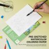 Lightwish Watercolor Coloring Book for Adults & Beginners,100% Cotton 300gsm/140lb Acid-Free Hot Press Paper, 8.3 x 5.6 Inches,15 Sheets,Landscape-Themed view 4