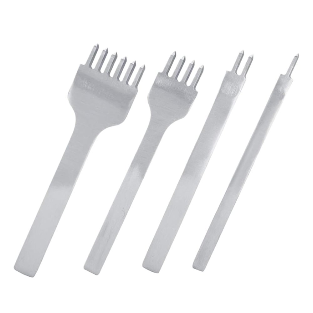 jojofuny 4Pcs Steel Leather Punch Tool Durable DIY Hole Punching Tool for Leather Crafting for Sewing Stamping Workmanship Precision