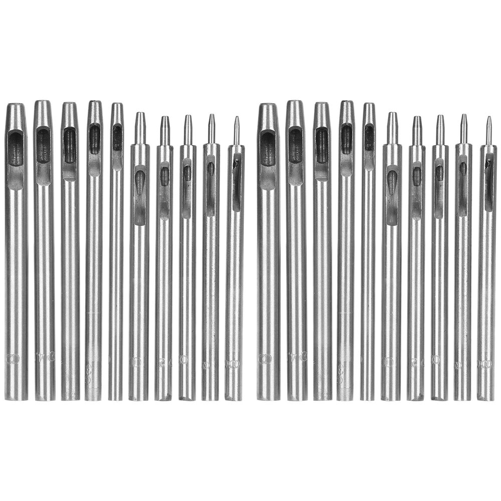 20Pcs Leather Hole Punch Set | 45# Steel Round Hollow Opener for Watch Bands/Belts/DIY Crafts | 10 Sizes Manual Punching Tools with Washer