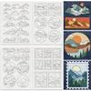 DOODLREAM 39Pcs Mountain Sun Water Soluble Hand Sewing Stabilizers, 8.3"x11.7" Natural Scenery Embroidery Pattern Stabilizer, 4 Sheets Round Stick and Stitch Embroidery Paper Sticker view 1