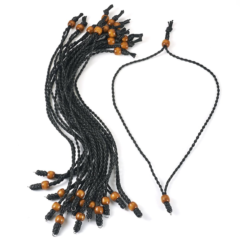 Bestewelry 15 Pcs Adjustable Necklace Cord Necklace Double Knotted Handmade Craft Thread Half Finished Waxed Polyester Necklace Thread with Ring for Women Men Jewelry Making (Black)