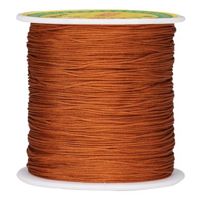 CREATZONE 153 Yds Nylon String for Bracelets, 0.4mm Chinese Knotting Cord, Nylon Beading Thread for Jewelry Making, Beading, Kumihimo, Braided Bracelets, Necklaces, Macrame Craft (Saddle Brown)