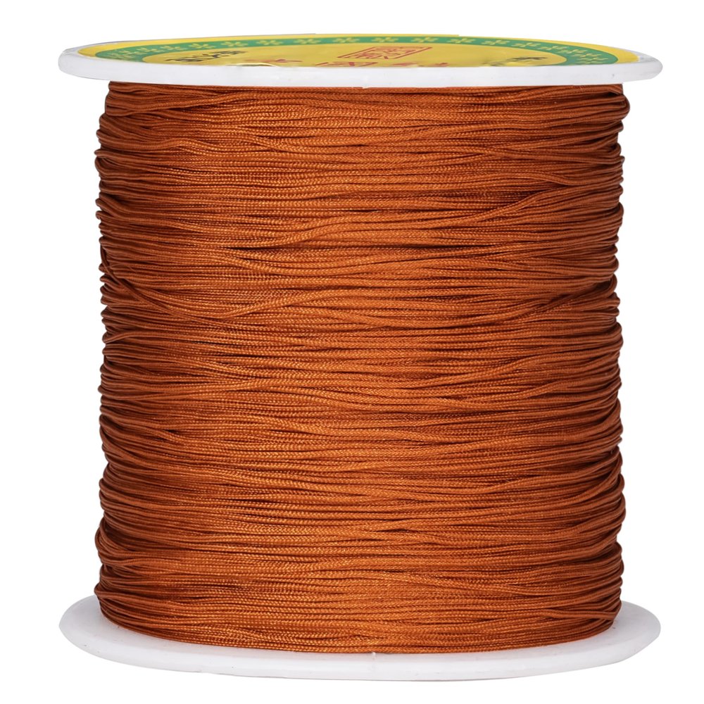 CREATZONE 153 Yds Nylon String for Bracelets, 0.4mm Chinese Knotting Cord, Nylon Beading Thread for Jewelry Making, Beading, Kumihimo, Braided Bracelets, Necklaces, Macrame Craft (Saddle Brown)