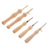 JEWEDECO 5Pcs Punch Needle with Wooden Handle Ergonomic Embroidery Tools for DIY Sewing Crafting and Home Decor Projects for Thin Fabrics view 1