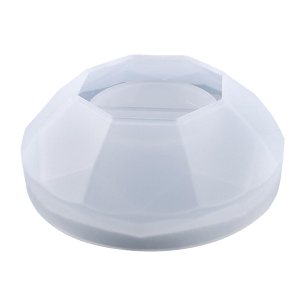 Holibanna Diamond Design Tealight Candle Holder Mold Epoxy Casting Silicone Molds for DIY Candle Making Round Crystal Storage Box Suitable for Home Decor 1-Piece Set