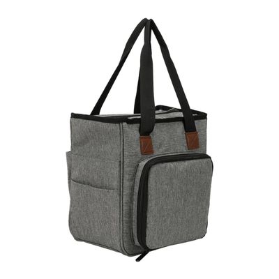 TEHAUX Fashion Woolen Yarn Storage Bag Kit Grey Organizer for Knitting Crochet Tools Capacity Multi Compartment Tote Bag for Home Finishing Craft Supplies
