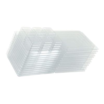 HEALSOPTHY 50Pcs Clear Wax Melt Clamshell Molds Durable Empty Plastic Cube Trays for DIY Soap Making Wax Tarts for Candle Melting Wax Cube Storage