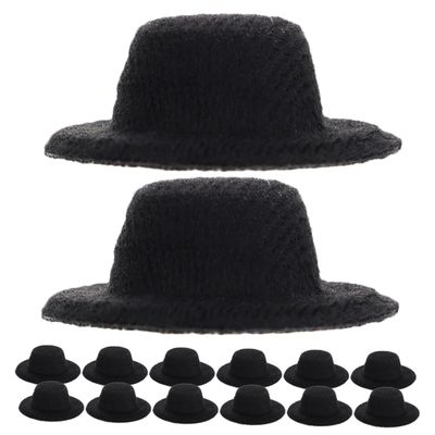 HANABASS 40Pcs Mini Top Hats Black Tiny Hats for Crafts DIY Doll Dress Up Hair Clip Making Dollhouse Decoration Versatile Miniature Accessories for Parties and Creative Projects