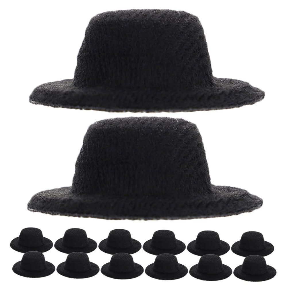 HANABASS 40Pcs Mini Top Hats Black Tiny Hats for Crafts DIY Doll Dress Up Hair Clip Making Dollhouse Decoration Versatile Miniature Accessories for Parties and Creative Projects