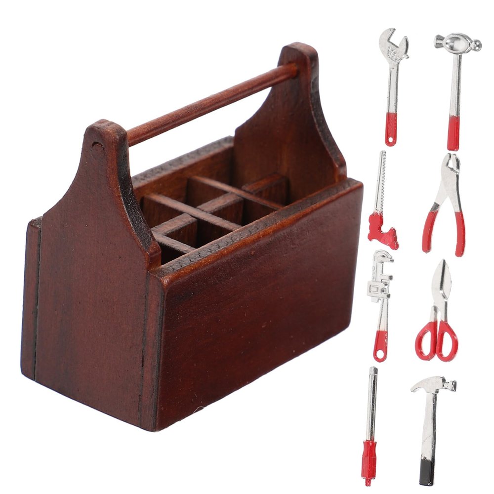 FELTECHELECTR 1Set Miniature Tools Box Tool Kit for Mini House Decoration Highly Simulated Craft Tools for DIY Dollhouse Accessories and Ornaments
