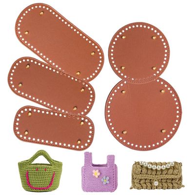 5-Pack Pu Leather Crochet Bag Bottom Shapers, Round, Oval & Rectangle, No Drill, Perfect for Handbag, Purse & Craft DIY