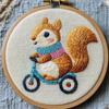 Punch Needle kit for Beginners, Punch Stitching kit for Adults Including Squirrel on Bicycle Cozy Needle Punch Kits for Handmade Gifts view 1