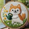 Punch Needle kit for Beginners, Needle Punch Kits for Adults Featuring Floral Scene with Shiba Punch Stitching kit for hobbyists view 1