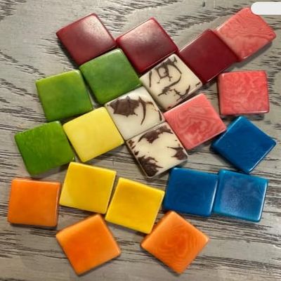 Tagua Nut Mini Square Beads 7 Colors 2 x 2 cm. Side Drilled Two Holes. Tagua Beads | Eco Seed Beads Ethical Jewelry Making Beading Eco Seed